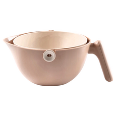 bebehome 北歐風單手旋轉瀝水籃，PP+ABS材質, 咖啡色, 29 x 22 x 11cm, 1個