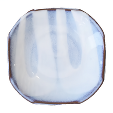 白流角形5吋皿 日本制陶瓷, 白色 + 藍色, 1個