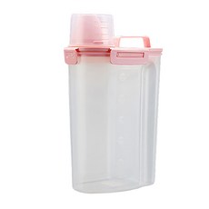 塑膠儲糧桶 4卡扣 粉色 防潮密封 寵物飼料儲存桶, 大, 1個