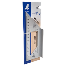 SHINWA 鶴龜 止型定規尺, 可同時確認45°和90°並繪製標記, 1個