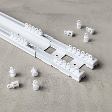 Window Dress 低噪音電著雙層窗簾軌道套組, 白色