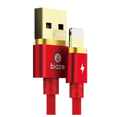 biaze 畢亞茲 20W快充傳輸線 USB-A-Lightning 鍍金插口 編織版, 1.2m, 紅色, 1條