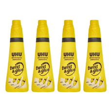UHU Twist & Glue 萬用膠 - 適用於紙張、木材、皮革、布料、軟木等多種材質, 90ml, 4瓶