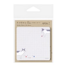 日本MIDORI 療癒便利貼-球與貓, 格子內頁設計，可愛貓咪圖案，30張入, 30張, 1本
