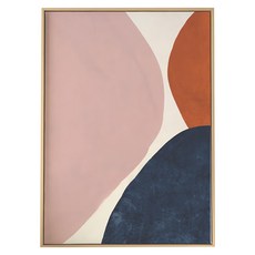 幾何圓 III 掛畫, 粉色, 橙色, 藍色, 70 x 50cm, 木色
