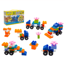 OhBabyLaugh 大顆粒積木 汽車積木 (130顆粒), 積木顏色隨機出貨, 1盒