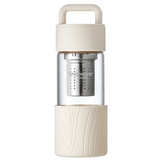 Corelle Brands 康寧餐具 Snapware 晶透手提茶隔耐熱玻璃水瓶, 奶油白, 480ml, 1個