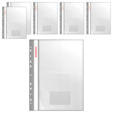 DaTaBanK 三田文具 A4 11孔商業資料簿 附名片袋, 透明封面, 灰色, 1組