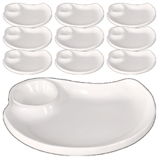 TATUNG 大同磁器 生魚片盤 日式料理擺盤首選 附佐料凹槽設計, 10個, 白色