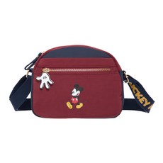 MICKEY MOUSE 米奇 休閒米奇 側背包 – 滌綸材質 拉鍊開合, 20 x 8 x 17cm, 酒紅色
