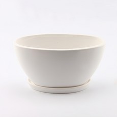 HAPPY WORLD 霧面橢圓花盆, 白色, 1個