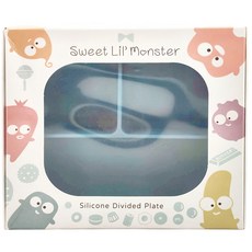 Sweet Lil' Monster 怪獸寶貝 好自信 矽膠分隔盤, 霧面藍, 分隔餐盤, 1個