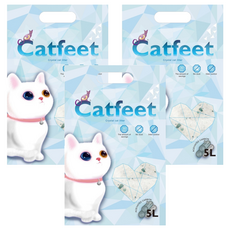 Catfeet 除臭水晶貓砂, 矽膠貓砂, 大量吸收排泄氣味, 活性碳, 5L, 3包