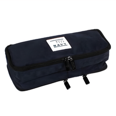 TOCTOC 3拉鍊尼龍筆袋 海軍藍 多層大容量 學生文具收納推薦, 1個