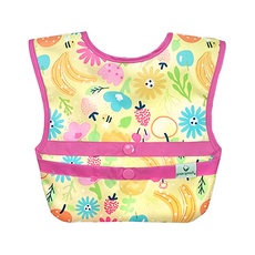 green sprouts 小綠芽 魔鬼氈雙面防水防食物掉落圍兜組 3入 Set, 蜜蜂粉花, 1組