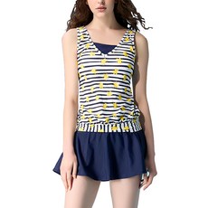 Summer Love 夏之戀 大女長版二件式褲連裙, 泳衣附泳帽, L, S2472695403