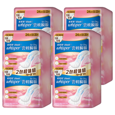 whisper 好自在 台灣公司貨 Air Dry 雲枕瞬吸日用衛生棉, 24cm, 20片, 4袋