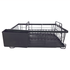 碗盤收納瀝水置物架 43x28cm, 2層, 黑色, 1個