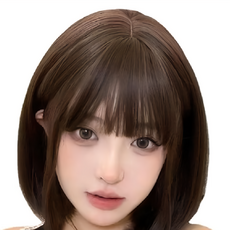 韓系 少女減齡波波頭短假髮 32cm, 冷棕色, 1個