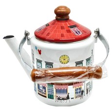 FUJIHORO MM-2.0KS 琺瑯壺手沖壺 (紅色), 2L 琺瑯鋼板, 天然木材旋鈕, 1個