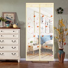 半島良品 魔術膠靜音磁吸防蚊門簾, 刺銹 米色