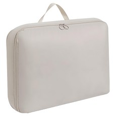 羽絨衣物壓縮收納包 米色 - 節省空間整理好幫手, 1個, 大(40 x 30 x 16cm)