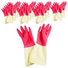 賜您好 家庭用乳膠手套 12雙/打, 紅白色, 天然乳膠材質, 台灣製, 8號, 雙色