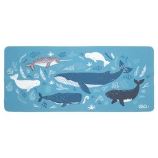 ekax 三合一多功能滑鼠墊 超纖布材質 鯨魚圖案, 悠游藍海 藍色, 1個