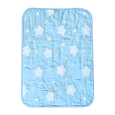 La Chamade 日安朵朵 六層棉紗寶寶隔尿墊/透氣防水保潔墊 大尺寸 柔軟棉紗表層, 120 x 65cm, 藍色星星, 1個