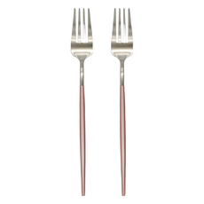 歐風餐具 304不鏽鋼餐叉 粉銀 2入, 1組