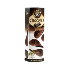 36Chocolas 比利時黑巧克力圓脆片, 125g, 1盒