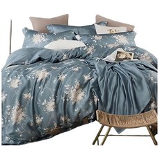 貝淇小舖 頂級涼感60支天絲涼被 雙面A版花色 附贈專屬收納提袋, 150 x 195cm, 81幽香如夢藍, 1件