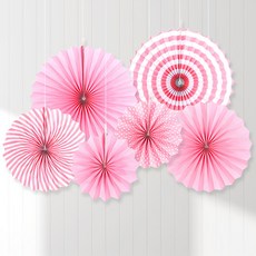 PARTYHAE 紙扇花裝飾6件組, 粉紅色