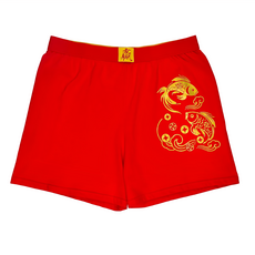 命運好好玩 男款 富貴有魚福祿紅內褲 Set 3件 - 棉質 (含艾草), M~L, 紅色
