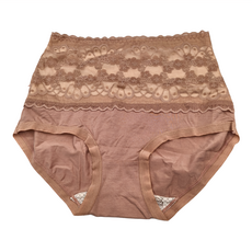 7A 抗菌蠶絲高腰收腹提臀保暖內褲 典雅款 XL, 雅典咖