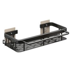 超級工廠 浴室置物架 加厚四方架 30.5 x 13 x 5.5cm 經典黑 免打孔, 1個