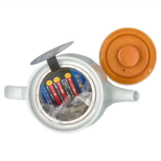 Saikai 西海陶器 日本陶瓷茶壺 簡約白瓷大容量 職人手繪燒陶蓋, 金盞橙, 525ml, 1個