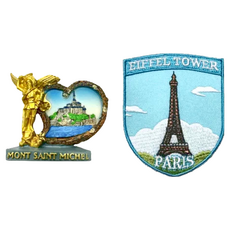 A-ONE 匯旺 法國 聖米歇爾山大門磁鐵 + 法國 艾菲爾鐵塔 補丁 2個, 聖米歇爾山大門 + 艾菲爾鐵塔