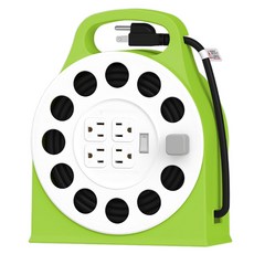 CENTENARY 成電牌 多用途輪座式4孔延長線, 電流過載+線軸過熱雙重自動斷電保護, 10.5m, 萊姆色, 1個