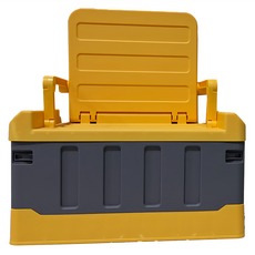 戶外摺疊椅 附收納箱 PP材質 58x34x15公分, 黃色 + 灰色, 1個