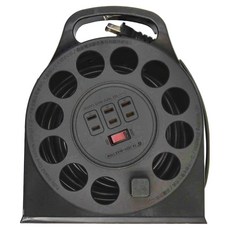 ADAMOUTDOOR 多用途輪座式延長線 15M 過載自動斷電保護, 黑色, 1個