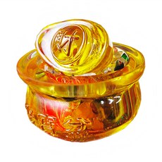 財神小舖 旺財元寶 琉璃水晶聚寶盆擺件， 帶來吉祥運勢，吸引財氣磁場，增旺事業與財運, 土, 1個