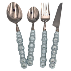 Royal Duke 琉瑩 304不鏽鋼餐具 禮盒組 - 藍色, 刀子 + 叉子 + 湯匙2支, 1組