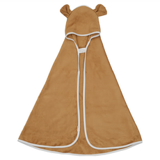 FABELAB 丹麥竹纖維連帽浴巾，適用年齡0-2歲 (105.5x10cm), 芥末黃熊, 1條