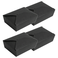 3號內折方形餐盒 食品級 單面PE淋膜 2000ml 50入, 黑色, 4包