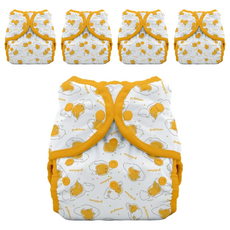 THiRSTiES SANRIO聯名款 防水魔鬼氈尿布兜 2號(8-18kg), Gudetama 蛋黃哥, 5件