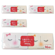 日本DAIREI 紅鼻掰掰超柔保濕面紙, 添加高保濕成分 質地柔軟 敏弱肌、過敏鼻、孩童脆弱肌膚適用, 16包, 4袋