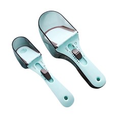 多用途磁吸可調節刻度定量勺 手控調節份量 底部磁芯設計, 小號16cm x 3.7cm x 4.5cm + 大號18cm x 5.5cm x 7.5cm, 1組