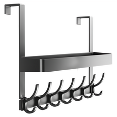 小麥購物 門後雙層掛衣架 7鉤款 C583 395g, 黑色