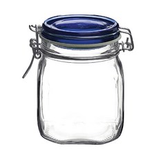 Bormioli Rocco 藍蓋密封罐，玻璃材質，900ml，高136mm，義大利產, 1個